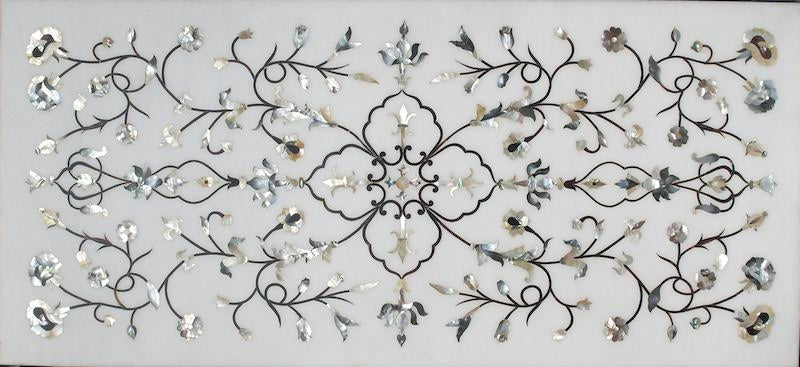 "Exquisite Mother of Pearl tabletop with shimmering natural patterns, adding elegance and luxury to any space."