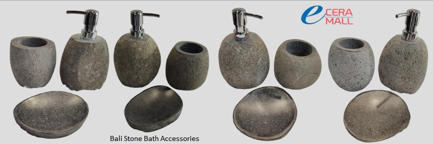 "Elegant handcrafted Bali stone bath accessories, adding natural beauty and sophistication to your bathroom."