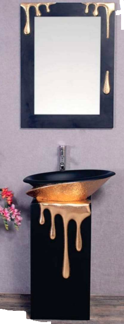 Handmade Wash Basin - Candle - Golden Black