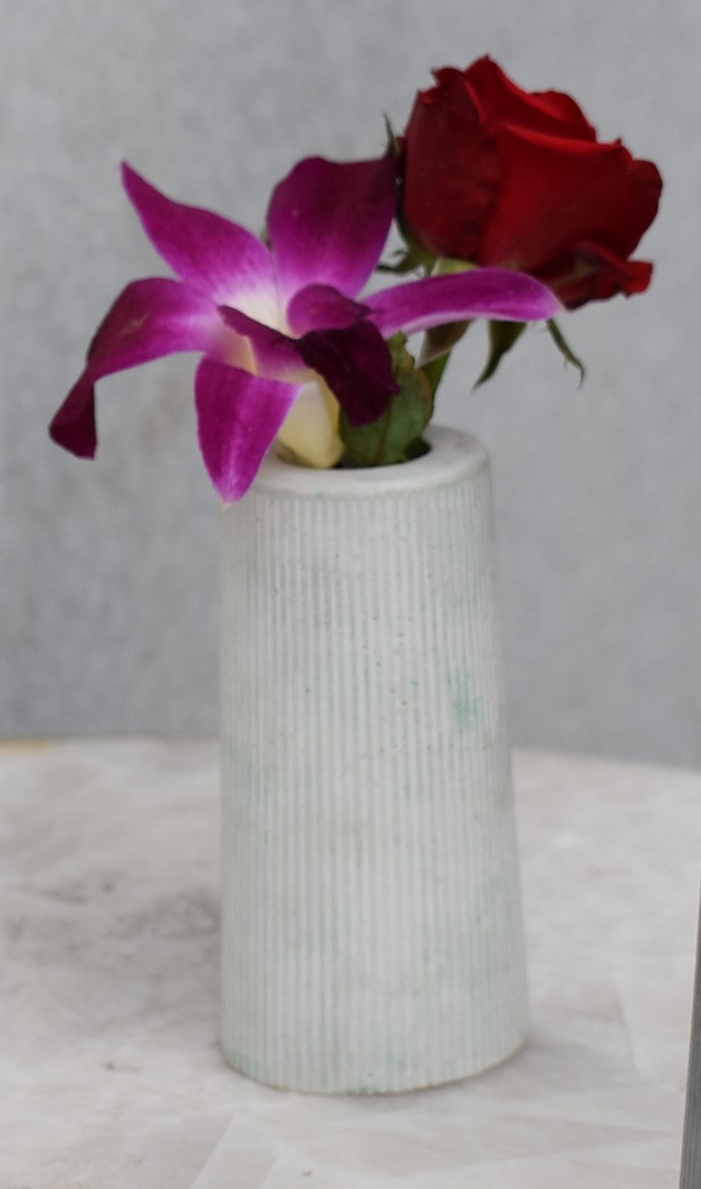 Concrete Ribbed Cylinder Vase ( Set of 2 )