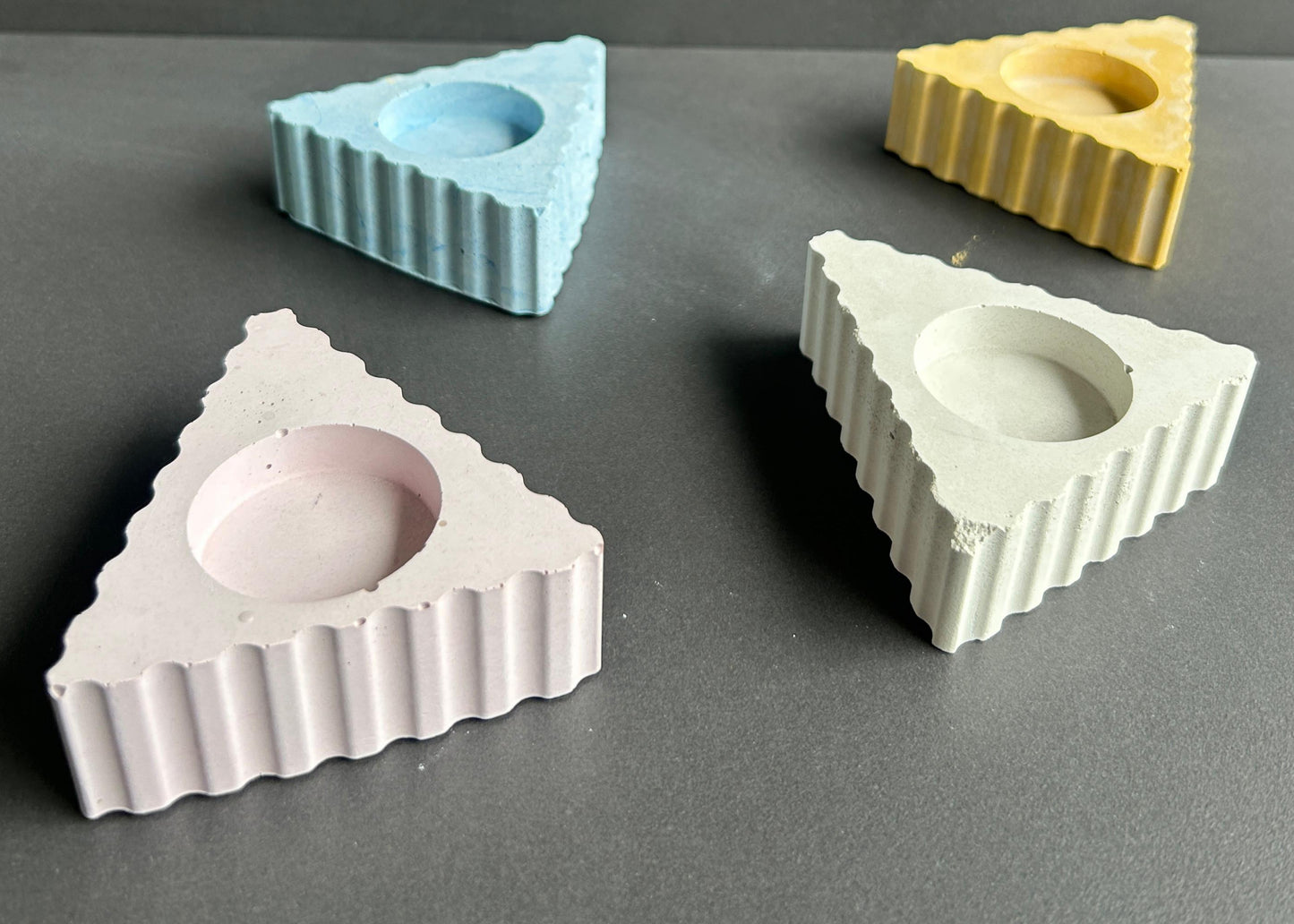 Concrete Pie Slice Shape Tealight Candle Holder