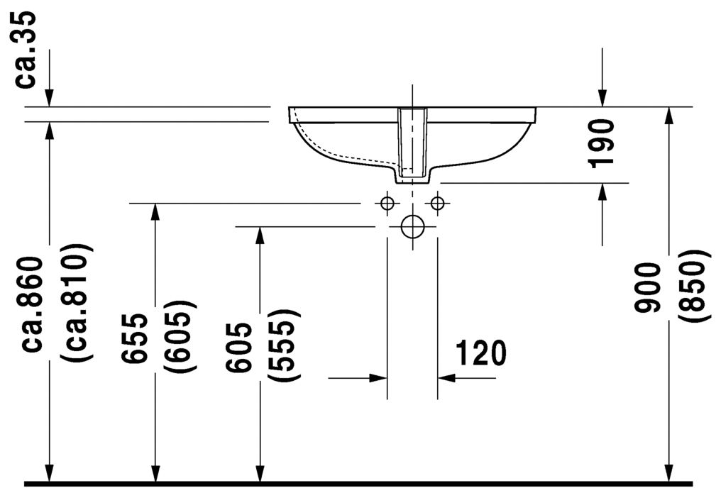 Duravit - 0338560000 - D-Code (Big) - Undercounter Basin