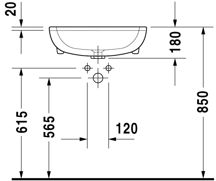 Duravit - 0339550000- D-Code - Semi Recessed Basin