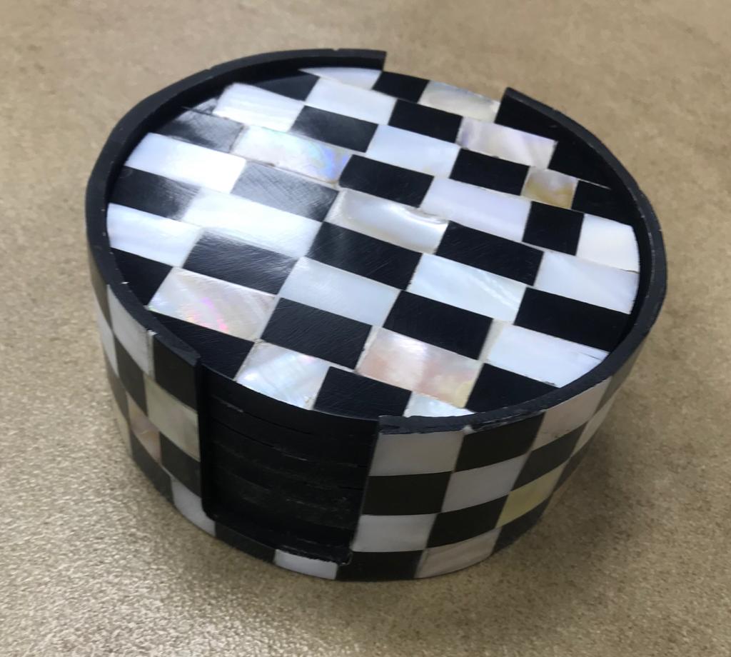 Mother of Pearl - 6 Pcs Coasters Checks