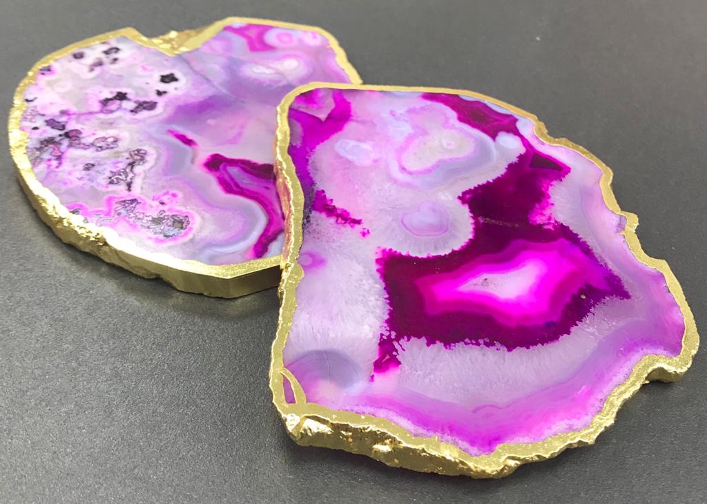 pink agate tea costers