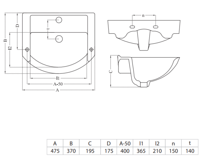 CERA - Chico - S2040126 - Wall Hung Basin