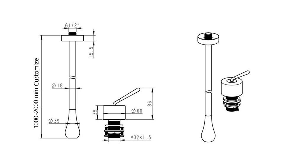 Ceiling Faucet ‘Lektemo’ - ECM-SML-SM - 4018 (Crome)