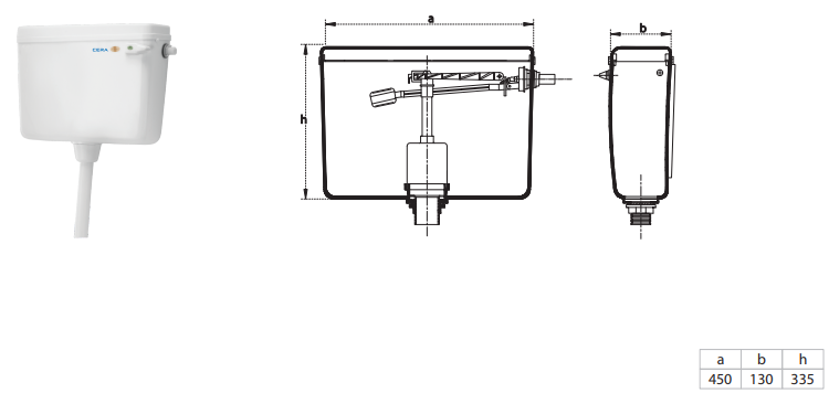 Cera - CIENA PREMIUM - B1010102 - Single Flush Plastic Cisterns