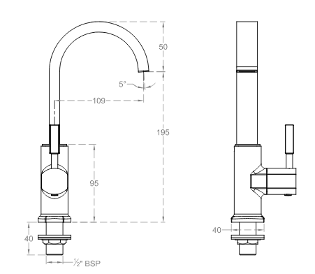 Cera - Gayle - F1014106 - Pillar Cock Swan Neck Spout