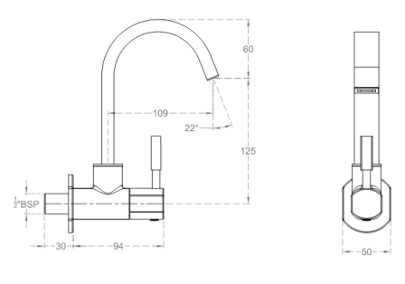 Cera - Gayle - F1014251 - Sink Cock Wall Mounted