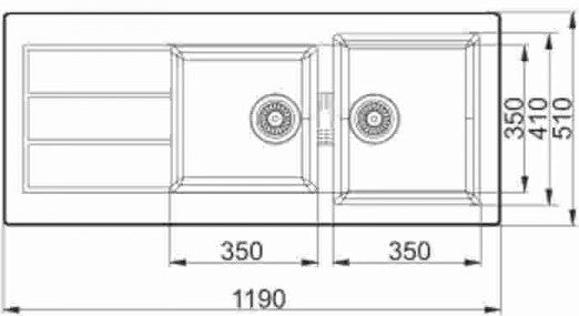 फ्रांके - टेक्टोनाइट 621 (46"x20") - सीबी - 114.0253.281 - ग्रेनाइट रसोई सिंक