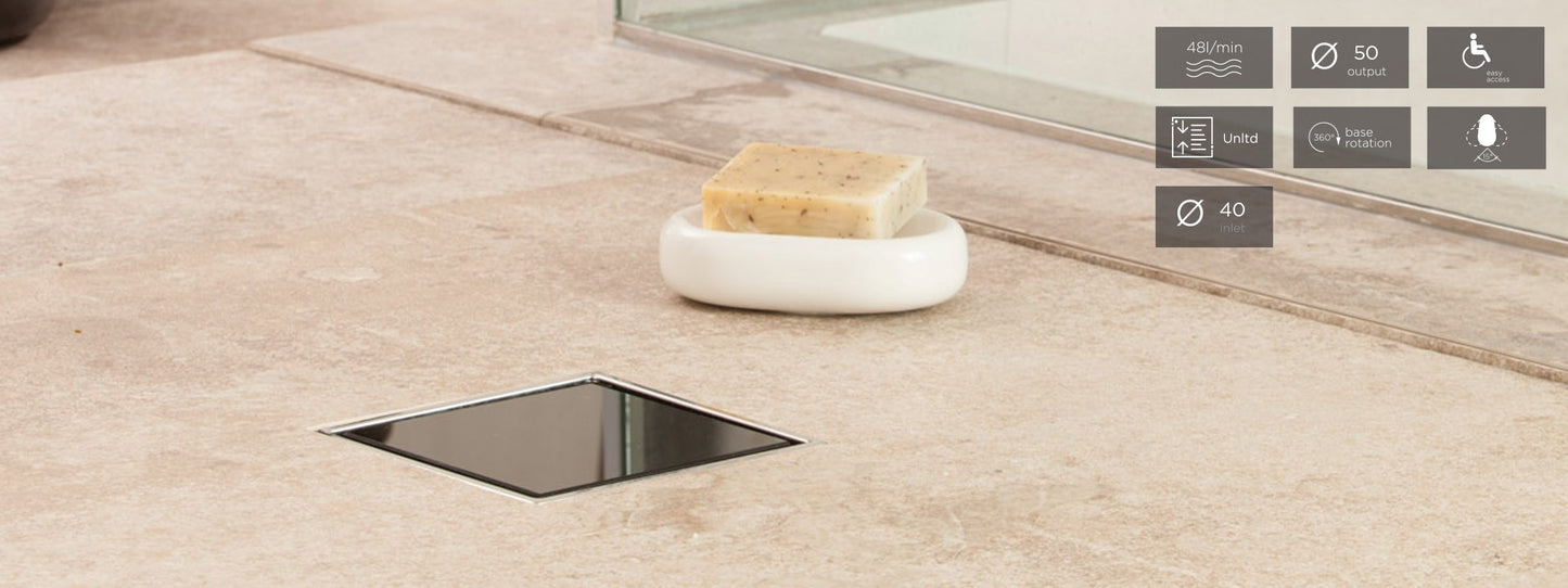 Square Black Glass Drainer