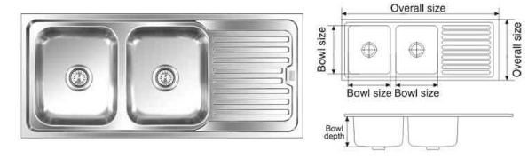 Double Bowl Sink With Drainboard