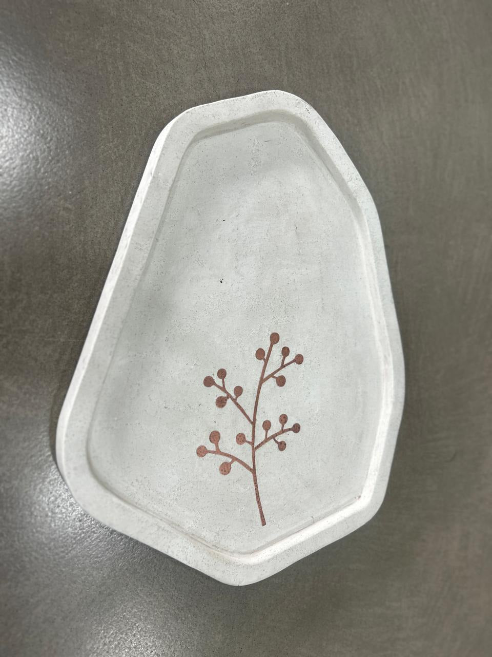 Concrete Copper Inlay Tray with 2 Candle Holders