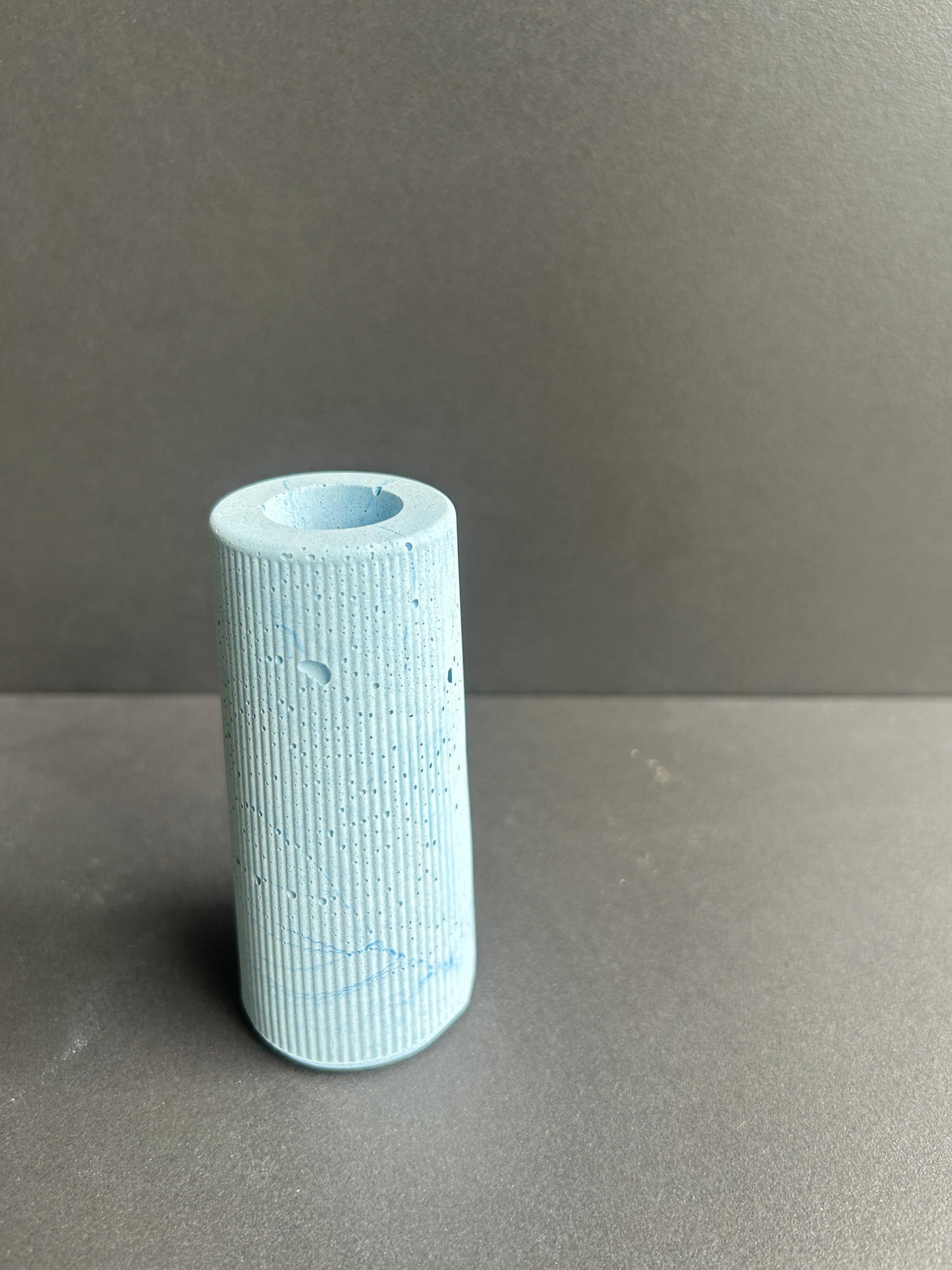 Concrete Ribbed Cylinder Vase - Set	of 2	pcs