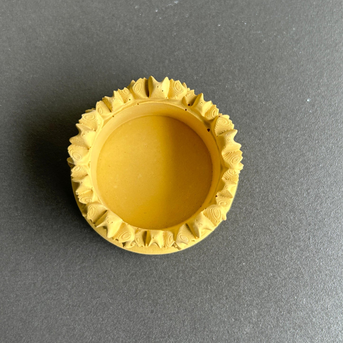 Floral Yellow Concrete Candle Holder