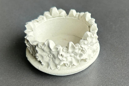 Floral Concrete White Candle Holder