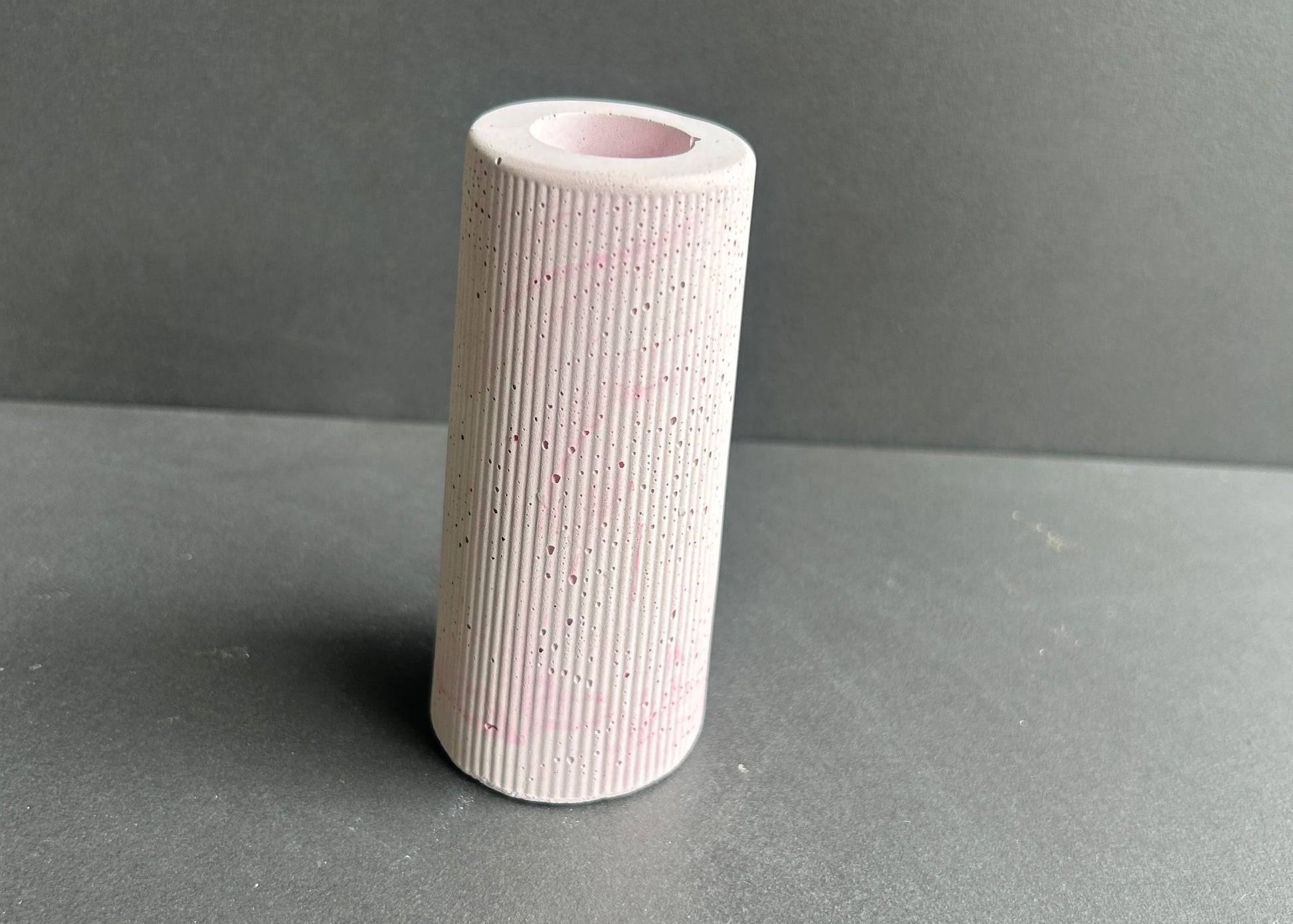 Cylindrical pink concrete vase