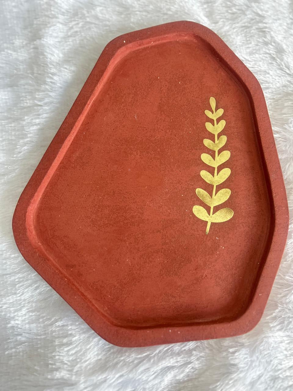 Concrete Brass Inlay Tray with 2 Candle Holder