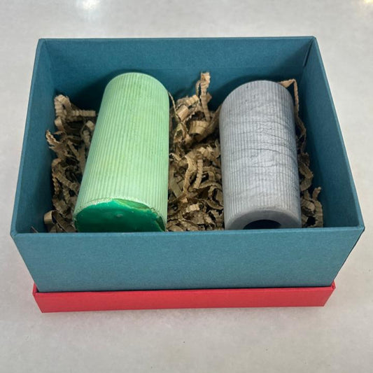 Concrete Ribbed Cylinder Vase - Set	of 2	pcs