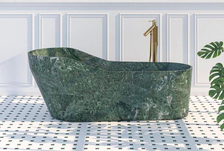 हरा संगमरमर पत्थर वाला बाथटब
