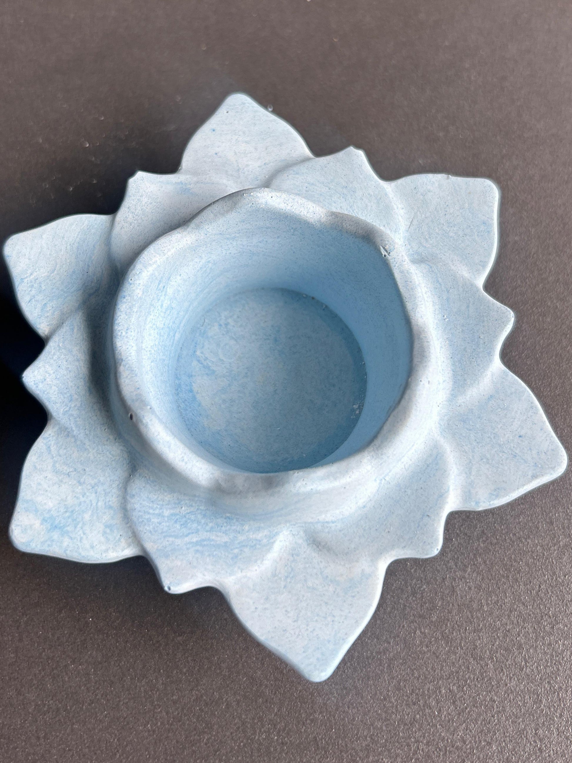 Blue ceramic flower Candle Holder