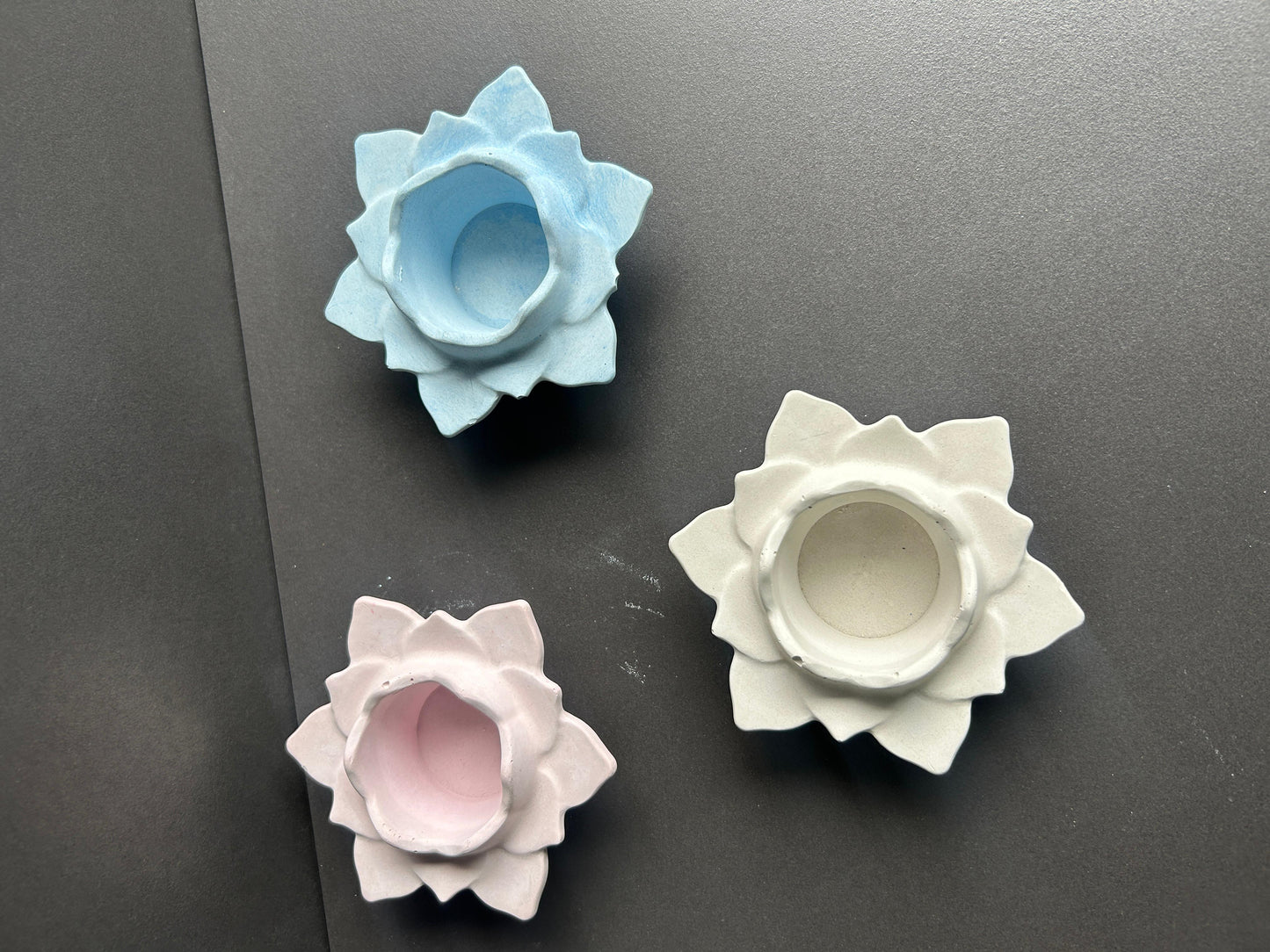 Concrete Lotus Tealight Candle Holder ( Set of 2 )