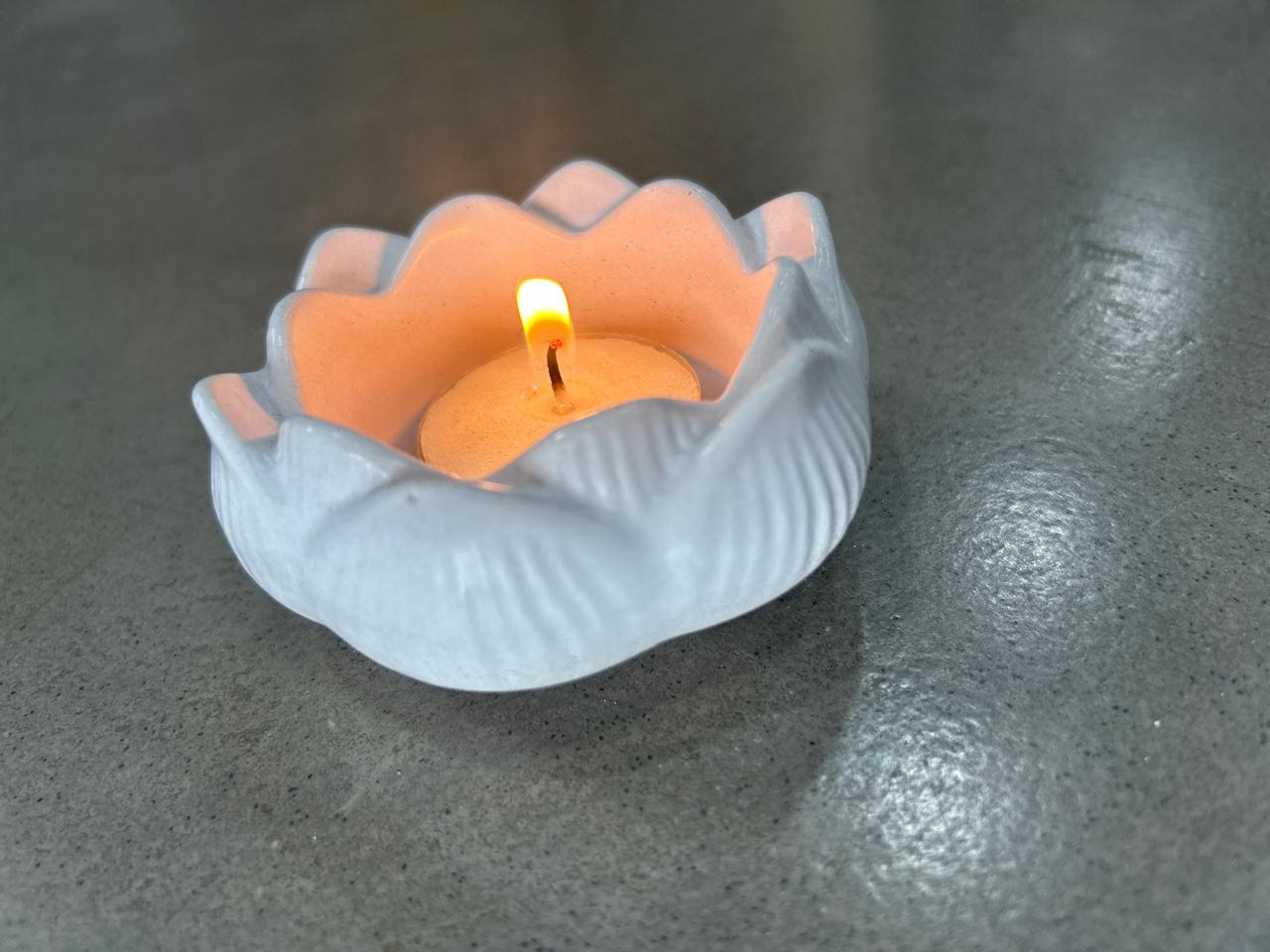 Concrete Petals of light Candle Holder (Set of 2)
