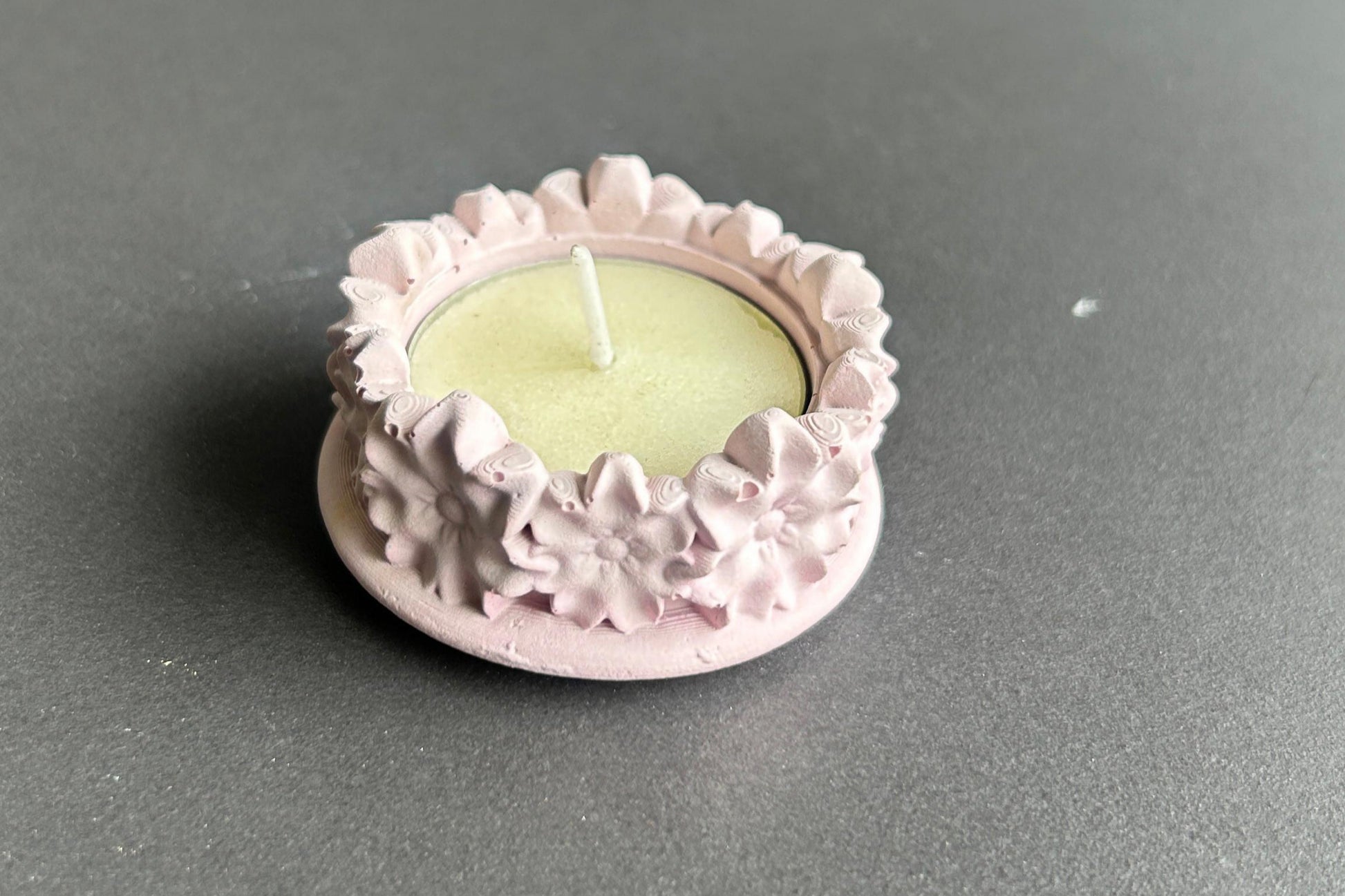Pink floral candle holder