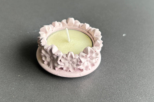Pink floral candle holder