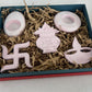 Concrete Puja Set	& Floral Candle Holder	Rangoli - Set	of 5	pcs