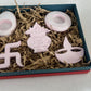 Concrete Puja Set & Floral Candle Holder Rangoli ( 5 Pc Set )