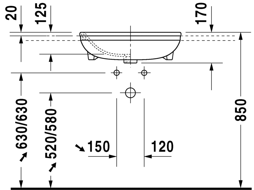 Duravit - 0375550000-DuraStyle - Semi-recessed washbasin