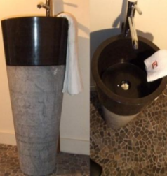 Stone Basin-Absolute Black 109-Pedestal