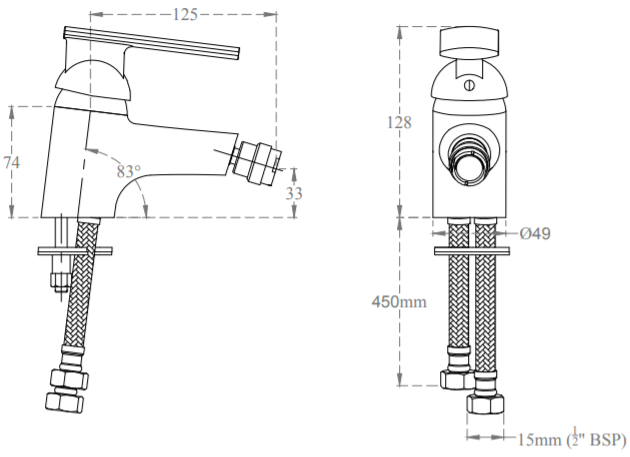 Cera - Titanium - F1003631 - Single Lever Bidet Mixer