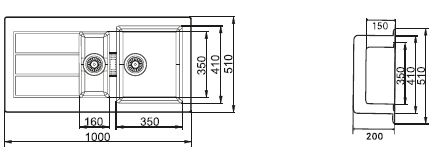 फ्रांके - टेक्टोनाइट 651 (40"x20") - सीबी- 114.0253.160 - ग्रेनाइट रसोई सिंक