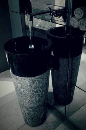 Stone Wash Basin-ECM-Bali Collection-Krukut-Black-Pedestal