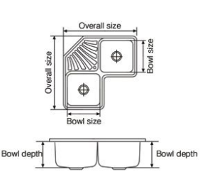 Nirali - D'signa - Wonder Corner (36" x 20" ) - Corner Kitchen Sink